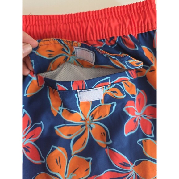 Hot Coals Men’s 8" Swim Trunks XL Elastic Waist Orange Floral Print Boardshorts - Picture 5 of 8